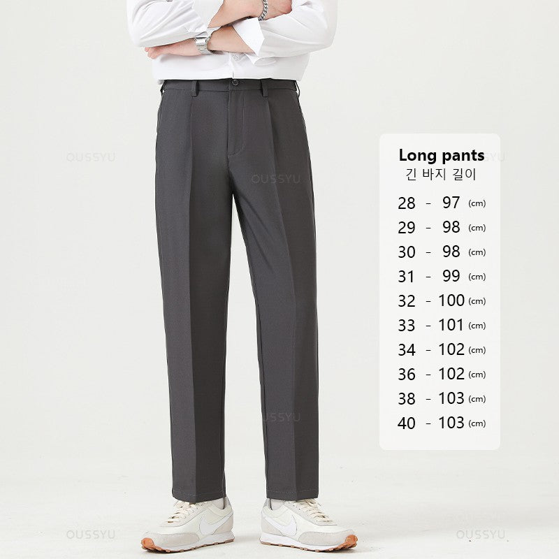 Brand Clothing Smooth Suit Pants Men Business Thin Formal Ankle Length Work Pant Korean Casual Long Trousers Male Oversized 40