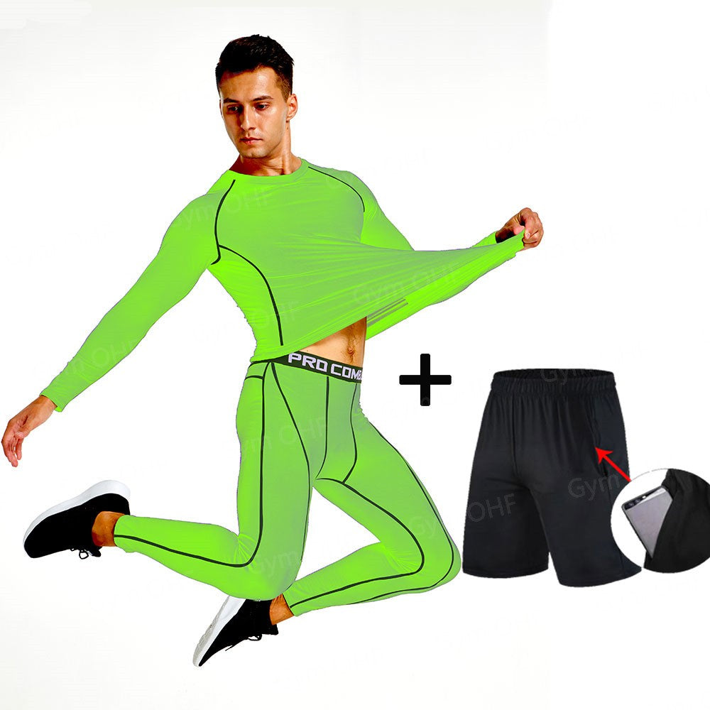 Thermal Man Underwear Set Spi/Der Compression T Shirt Leggings Yoga Sets Fitness