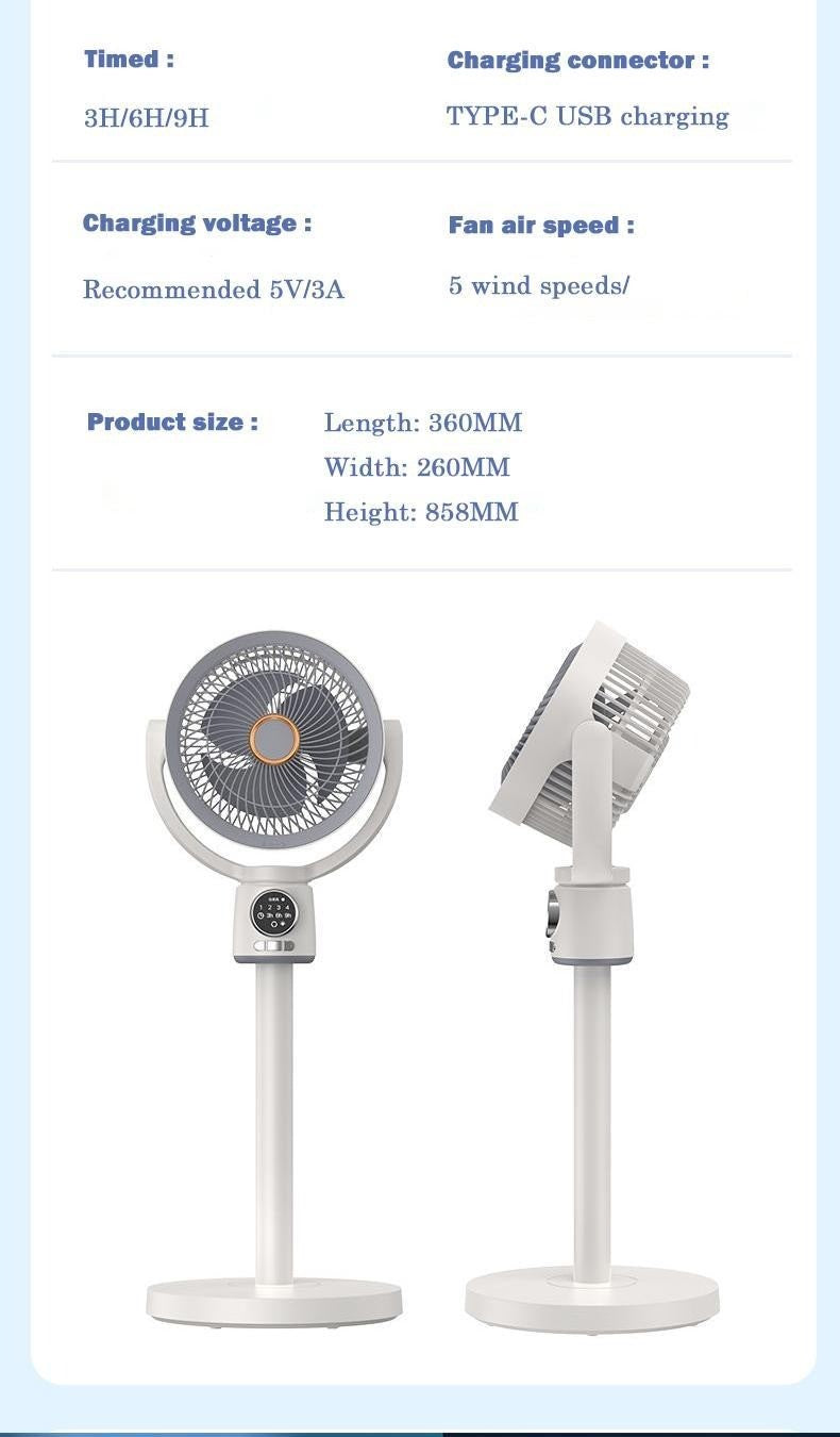 USB Charge-in Use Air Circulation Fan Household Electric Fan Turbine Silent Convection Floor Fan Timing, Operated Mini Fan