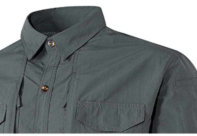 Spring Autumn Tactical Shirts Men Work Long Sleeve Shirt Outdoor Combat Multi-pocket Quick Dry Cargo Camping Long-sleeved Shirts