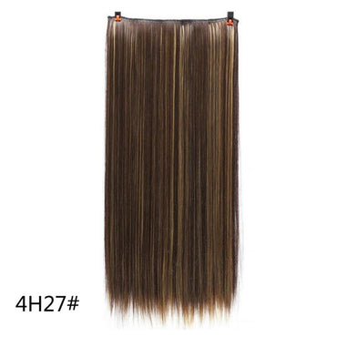 Synthetic 5-Clip One Piece Invisible Hair Extensions Long Straight 24Inch Heat Resistant Hairpiece for Women