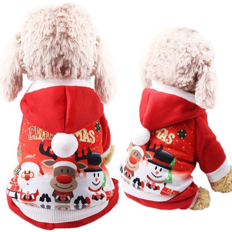 Fantasia de Natal para Cães Moletom Vermelho Festivo com Galhadas Roupa de Inverno Aconchegante para Filhotes Pequenos Chihuahua Yorkshire