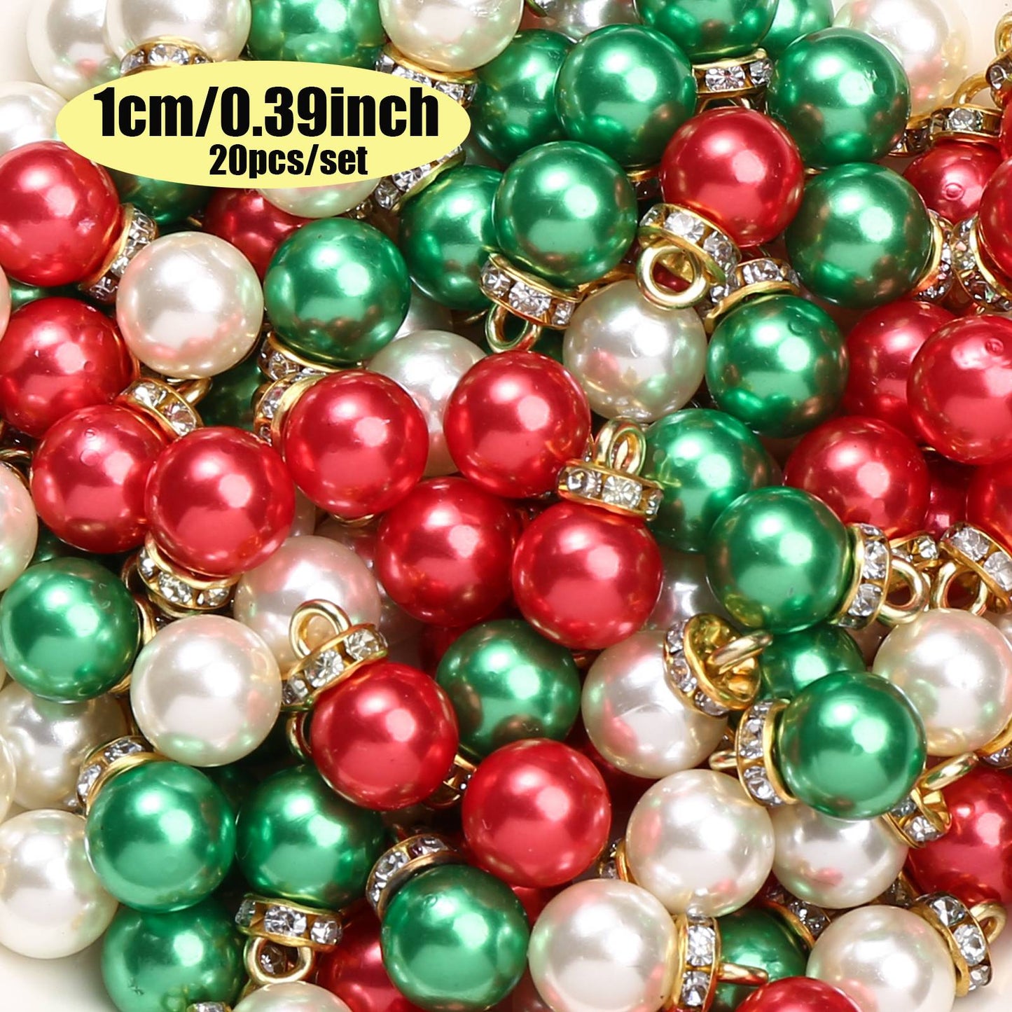 20pcs/set Shiny CCB Christmas Beads Pendant Classic Golden Rhinestone Spacer Beads For Earrings Making Fashion Accessories