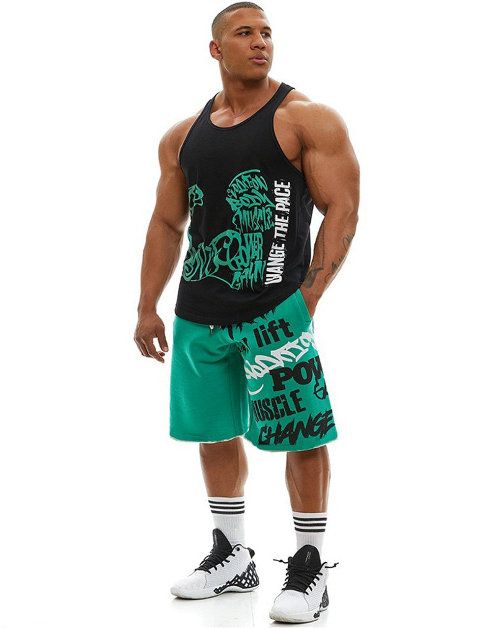 Mens Cotton Gym Shorts Hip Hop Summer Knee Length Fitness Sports Training Running Loose Male Casual Exercise Basketball Shorts