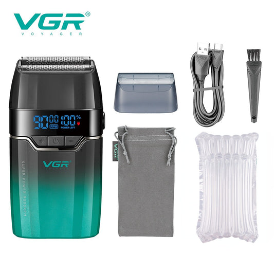 VGR Face Shaver 9000 RPM Foil Shaver LED Electric Shaver Professional Beard Trimmer Reciprocating Shaving Machine for Men V-308