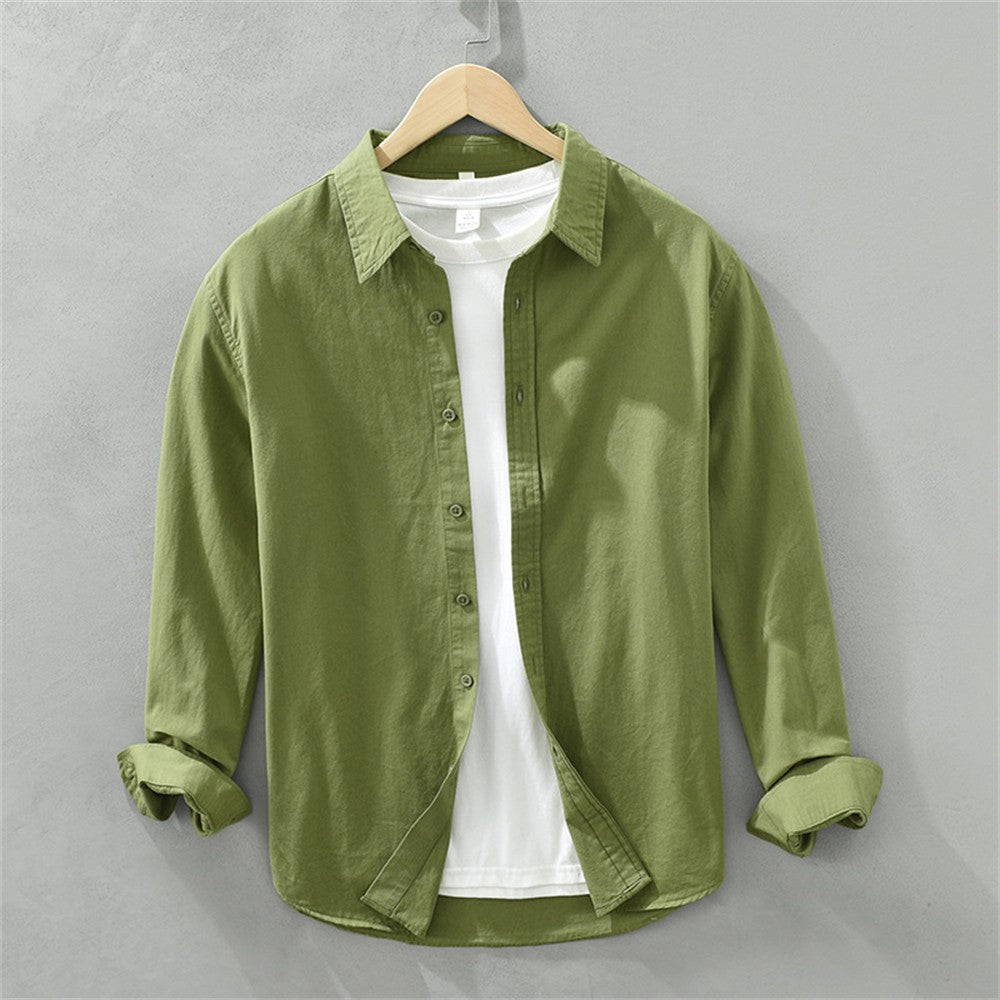 Mens long sleeve regular shirt Multi-color cotton plain shirt for Young men work tops Autumn men's clothing loose casual shirts