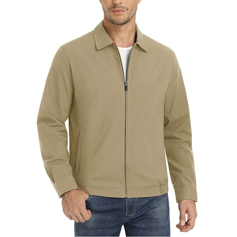 MAGCOMSEN Men's Zip-Front Golf Jacket Spring Summer Casual Jacket Solid Color Turn-down Collar Outerwear Hiking Fishing Travel