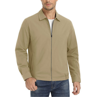 MAGCOMSEN Men's Zip-Front Golf Jacket Spring Summer Casual Jacket Solid Color Turn-down Collar Outerwear Hiking Fishing Travel
