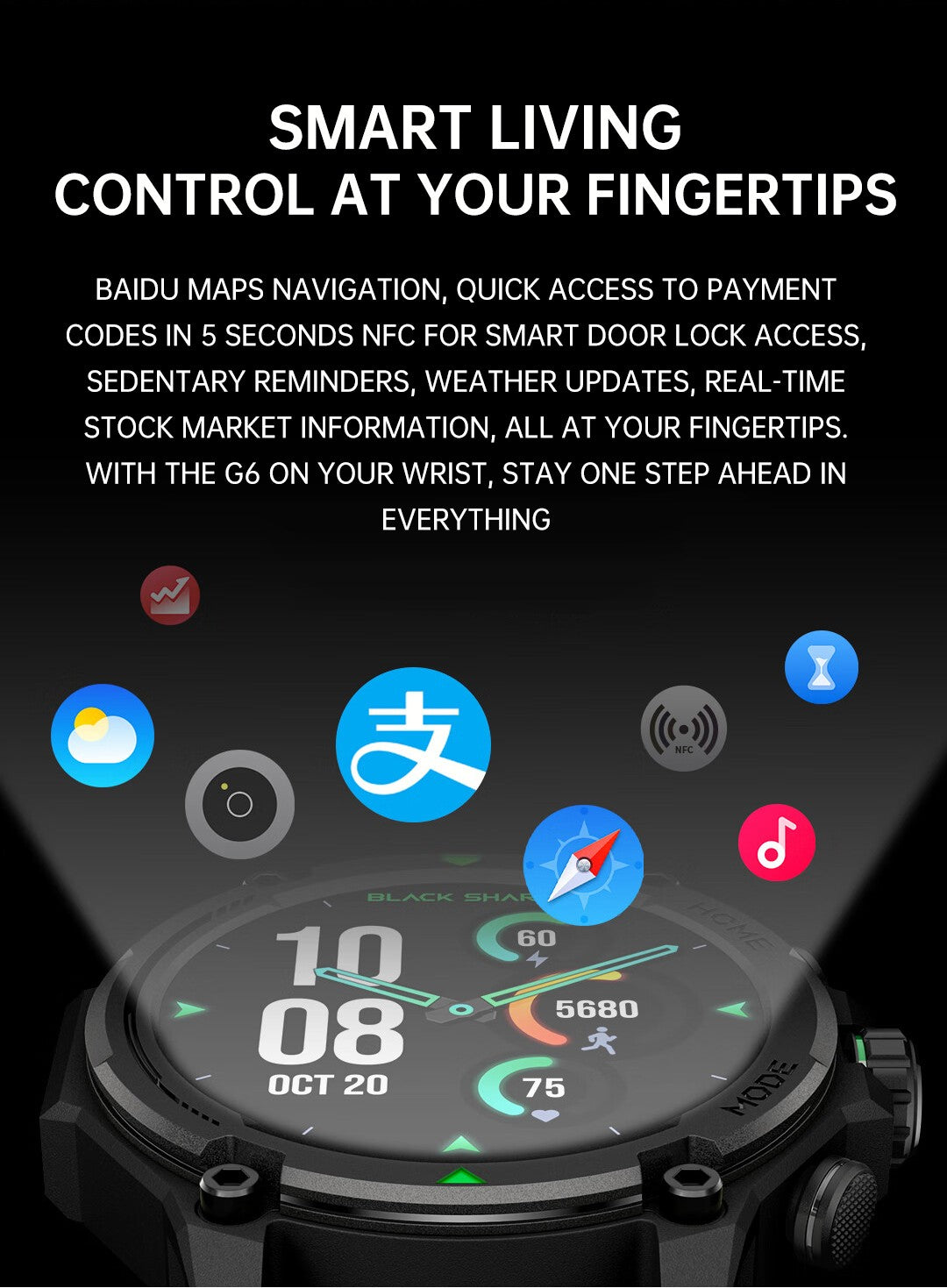 G6/ Trek 1 Smart Watch AMOLED Esportes ao Ar Livre GPS Bússola Frequência Cardíaca À Prova D'Água Chamada Bluetooth 5ATM One Plus Smartwatches Para Homem
