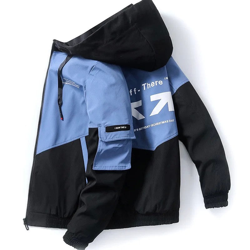 2023 Men's Spring and Autumn New Jackets High Street Trendy Printing Cargo Coat Stitching Color Windproof Pilot Jacket Male