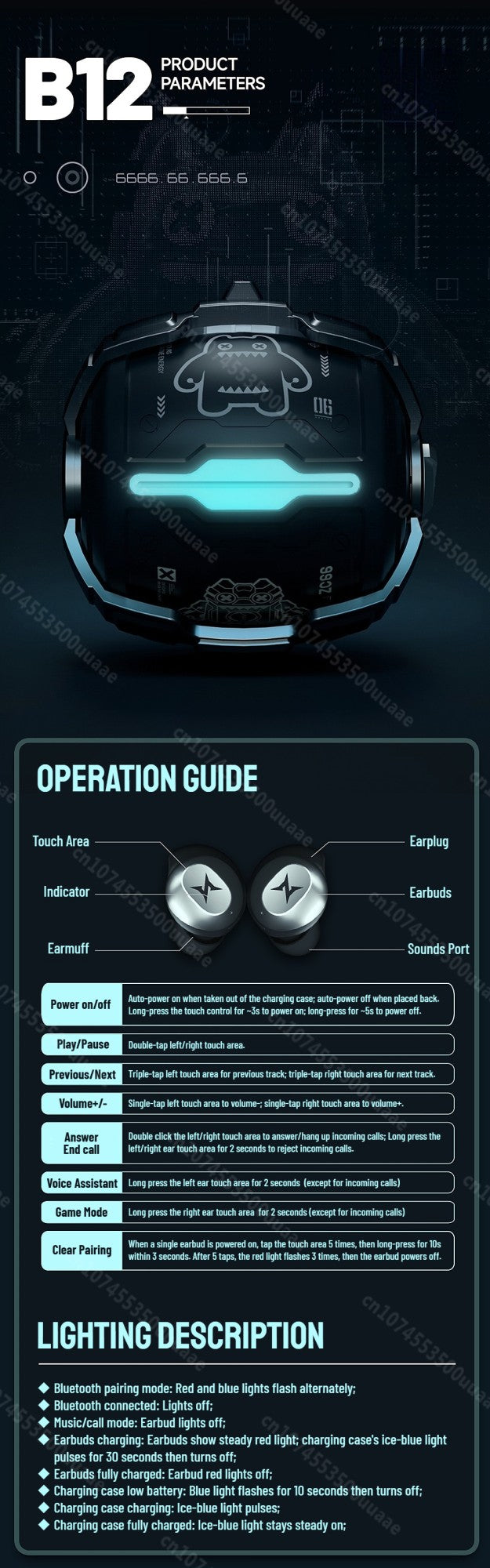 Zombiescat B12 TWS Wireless Earbuds Invisible in-Ear Bluetooth 5.4 Earphones Rotating Flip-Top Design Bluetooth Sports Headphone