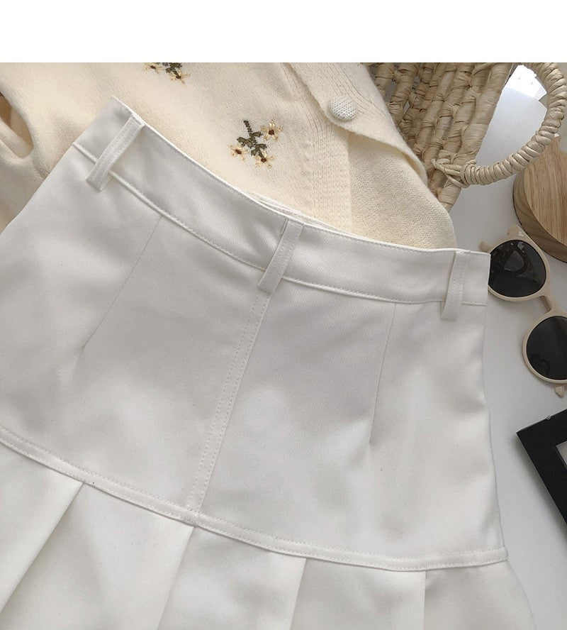 Y2K Vintage High Waist Pleated Skirt Women College Style Uniforms Safety Pants M