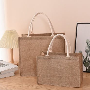 Linen Bag Hand-painted Cotton Sacks Jute Portable Imitation Sacks Linen Bags Shopping Bags Laminated Bags