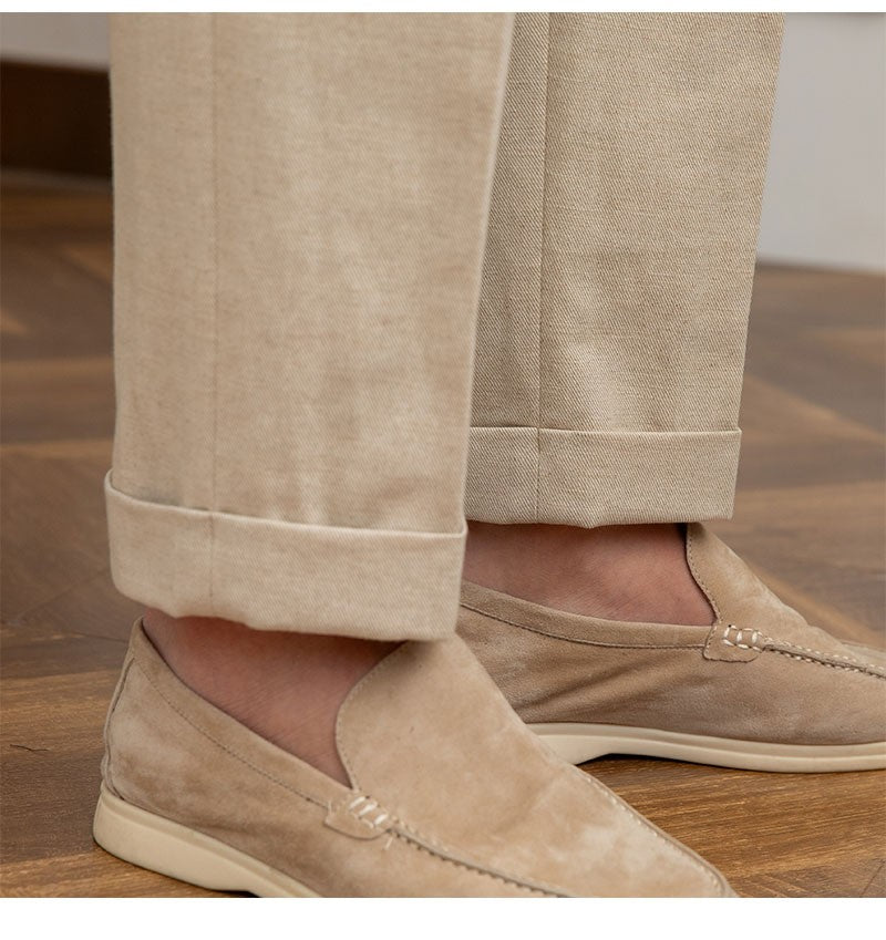 Three Gentleman Summer Naples Casual Straight Pants Men's Commuting Cotton and Linen Comfortable Breathable High Waist Pants