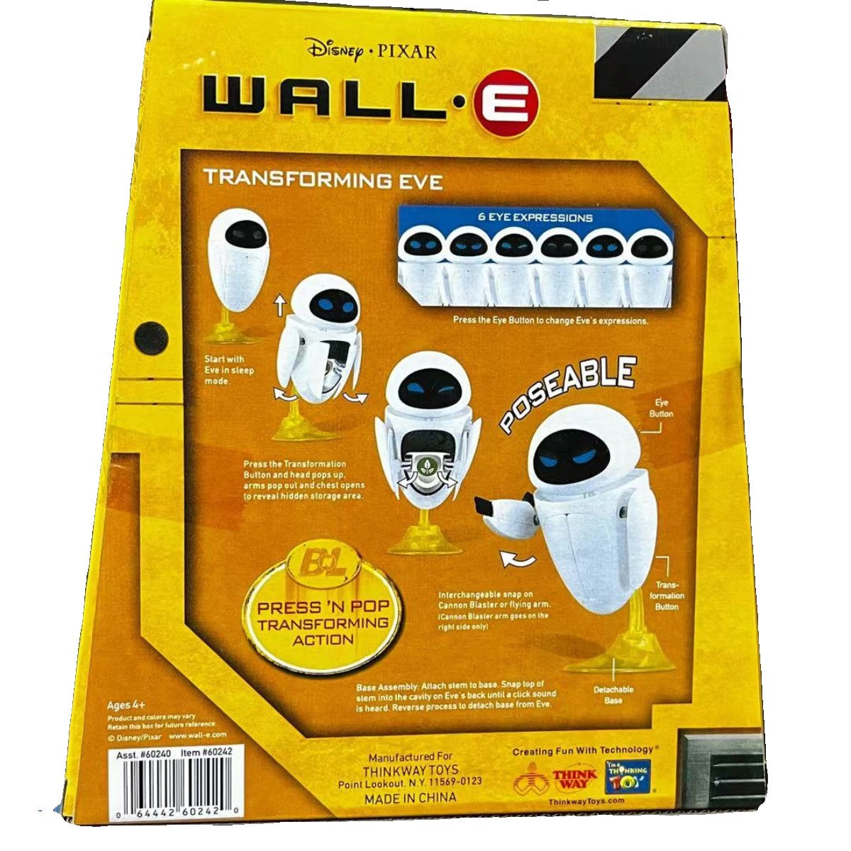 Disney Original Thinkway Toys WALL E Robô EVE Transformável Boneco de Ação Brinquedo Modelo Presente de Natal Infantil para Coleção de Crianças
