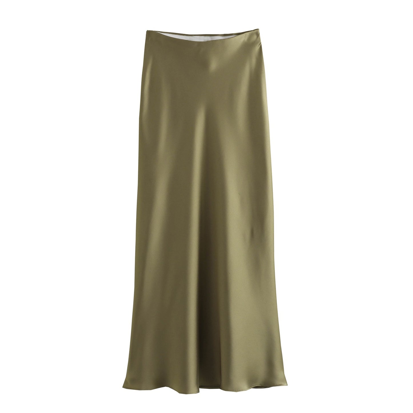 XNWMNZ Women's Fashion 2023 Flowing Satin Midi Skirt Women Vintage Elastic High