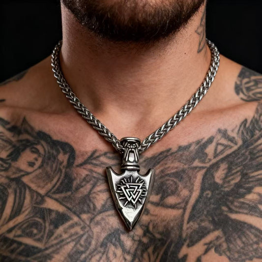 HNSP Odin Viking Rune 316L Stainless Steel Pendant Necklace For Men Chain Jewelry Accessories