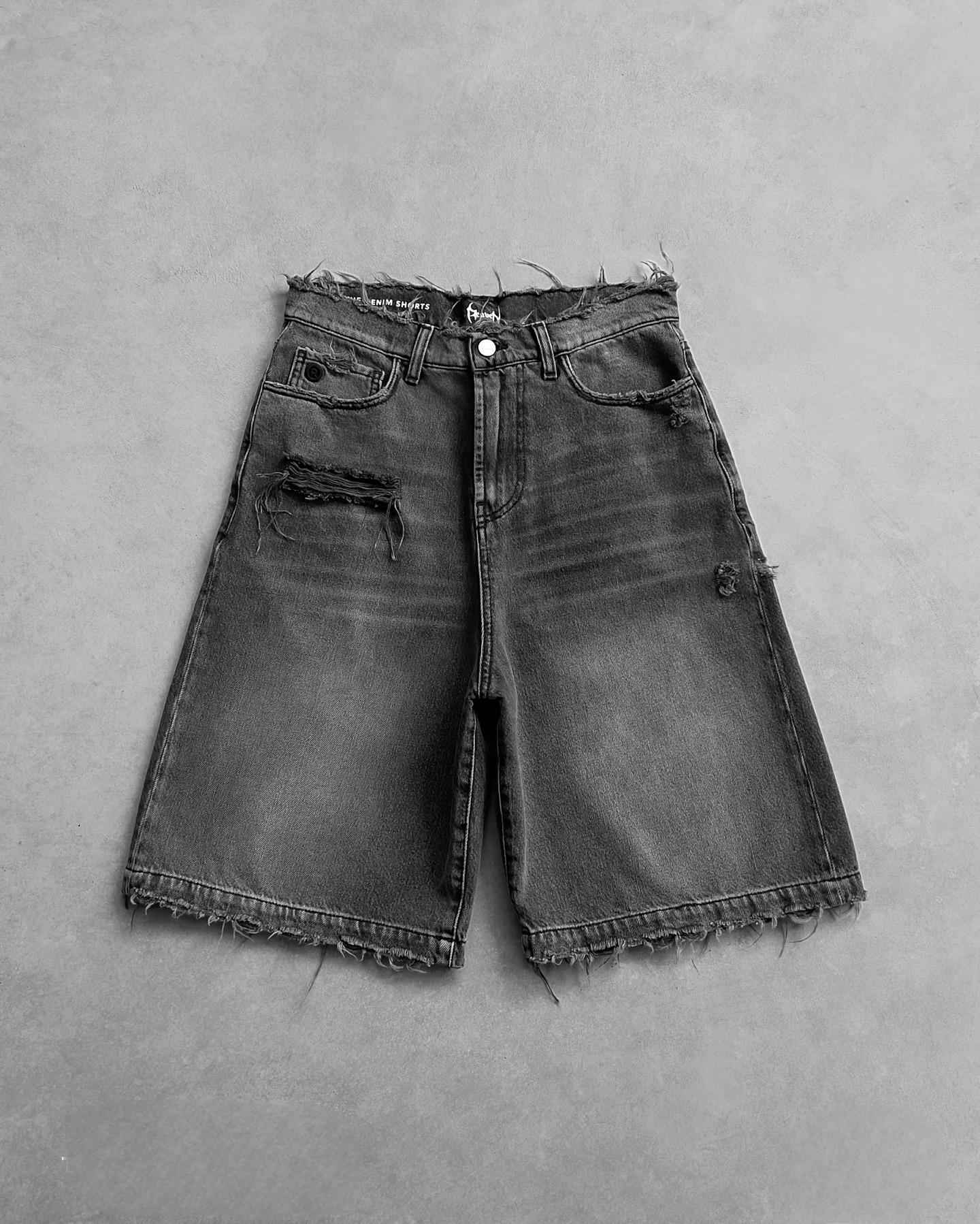 2000s Style Chinese Loong Hip Hop Denim Shorts Summer Baggy Jeans Gothic Jorts Y2k Retro Blue Men Wide Leg Cargo Gym Shorts