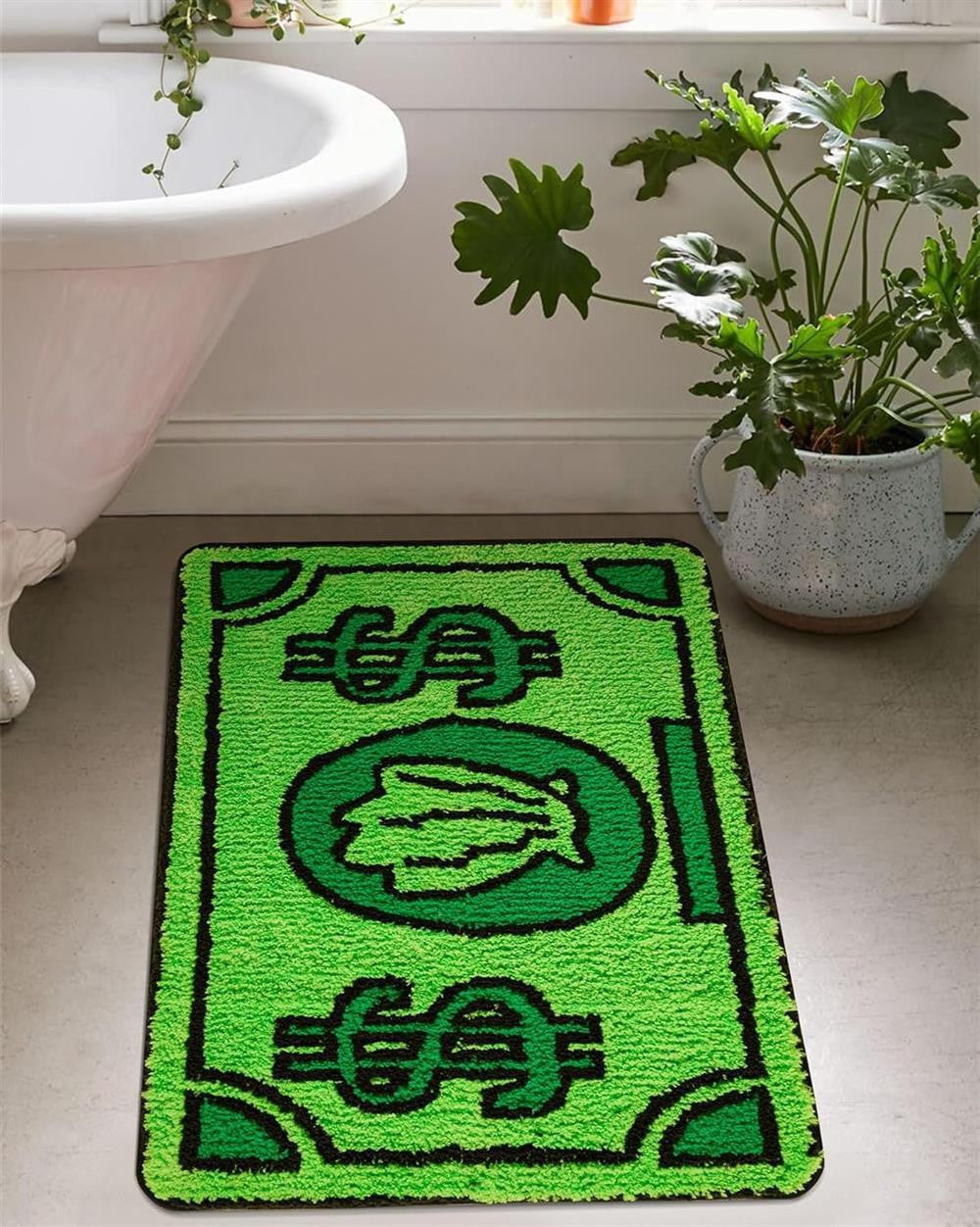 Coin-Print Plush Rug - Super Absorbent Bath Mat & Non-Slip Bedside Carpet for Decor