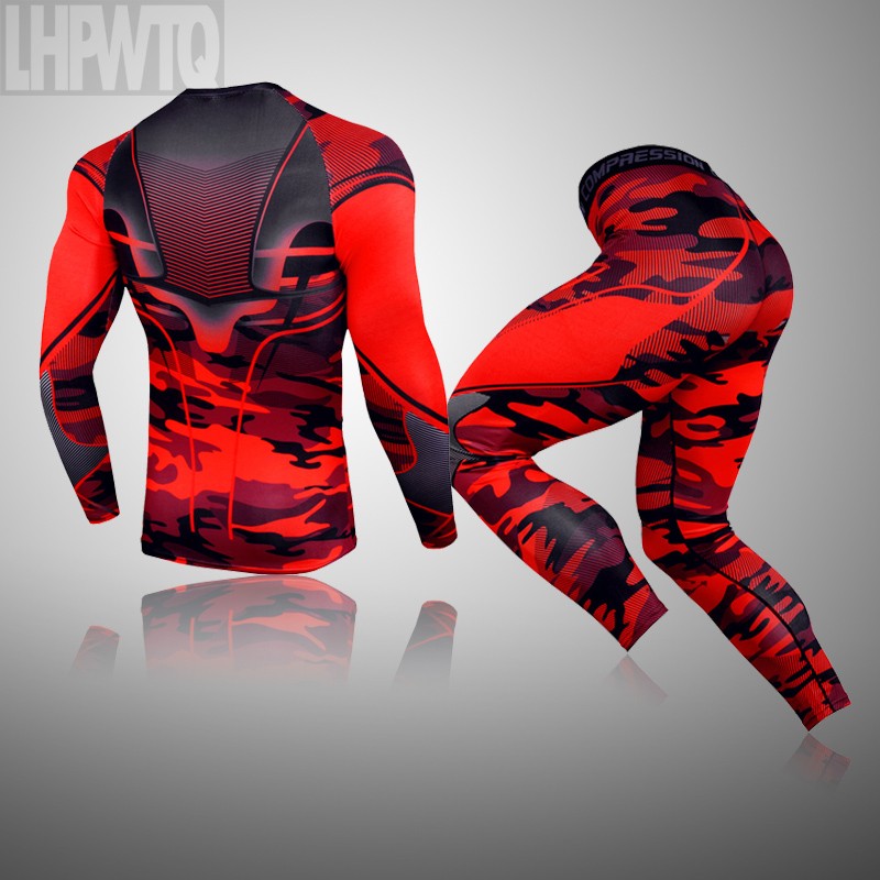 Men Compression Jogging suit Winter Thermal underwear Sports Suits Warm Men's Tr