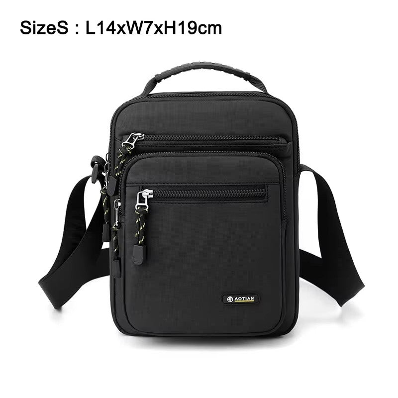 Men Multi-layer Shoulder Bag Fashionable Casual Lightweight Nylon Crossbody Bag for Daily Outing Commuting Small Handbag