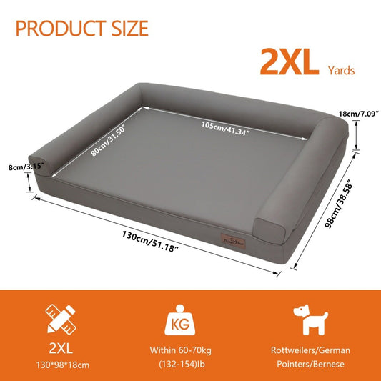 Cama Ortopédica para Cães M-XXL Almofadada em Couro de Microfibra Sofá para Cães de Estimação Impermeável Cama Calmante com Capa Removível Fácil de Limpar