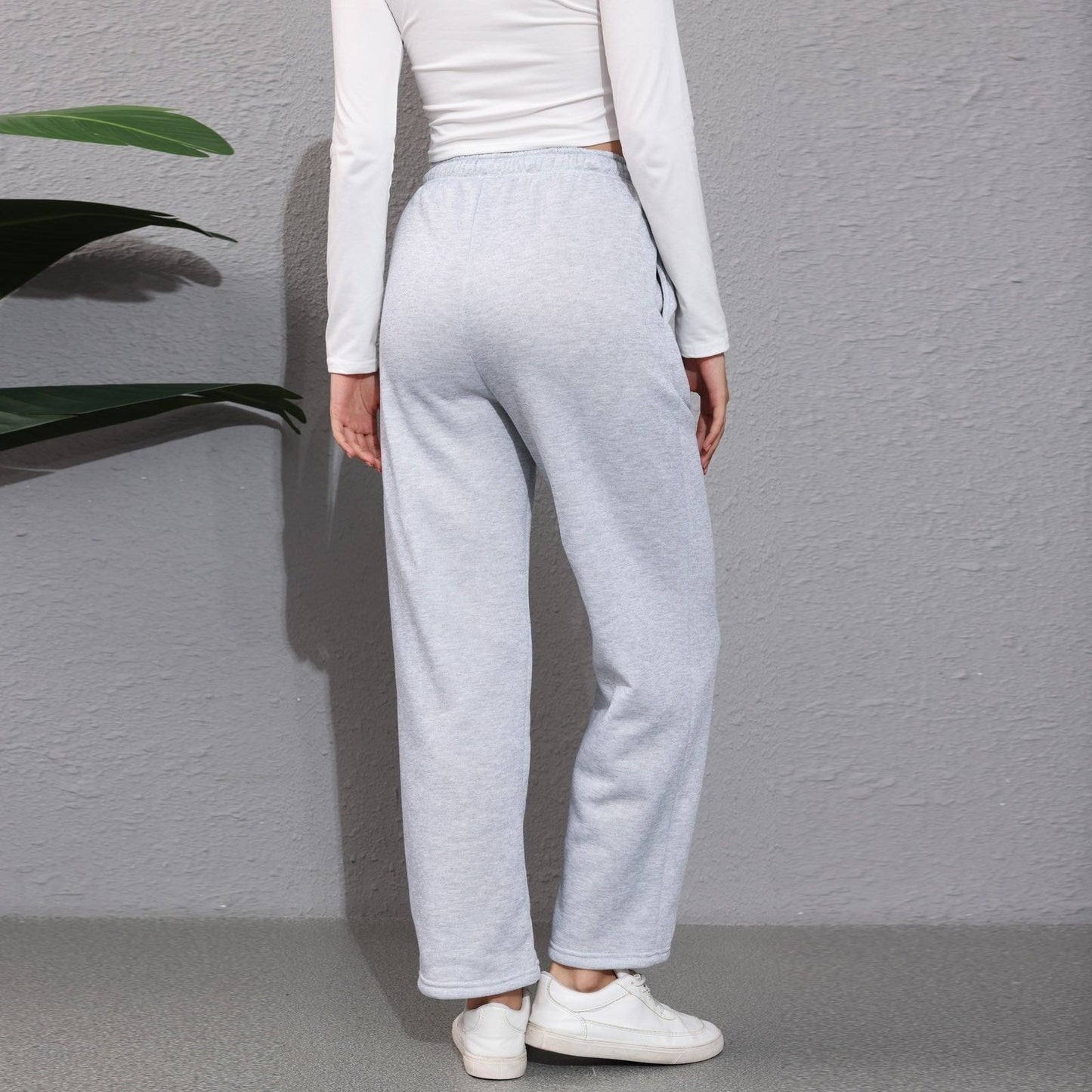 Wide Leg Pants For Women’s Fleece Lined Sweatpants Straight Pants Bottom All-Math Plain Fitness Joggers Pants Travel Basic