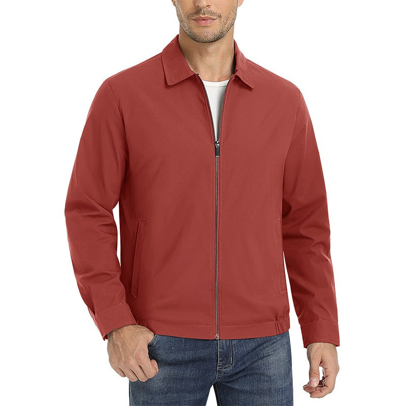 MAGCOMSEN Men's Zip-Front Golf Jacket Spring Summer Casual Jacket Solid Color Turn-down Collar Outerwear Hiking Fishing Travel