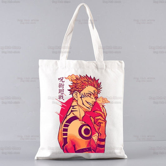 Jujutsu Kaisen Cartoon Shopping Bag Ryomen Sukuna Itadori Yuji Bolsas De Tela Shopper Okkotsu Yuta Gojo Satoru Shopping Jute Bag