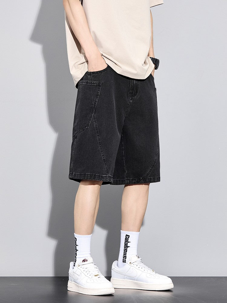Men's Summer Denim Cargo Shorts Big Size 8XL 7XL 6XL Elastic Waist Straight Baggy Jeans Shorts