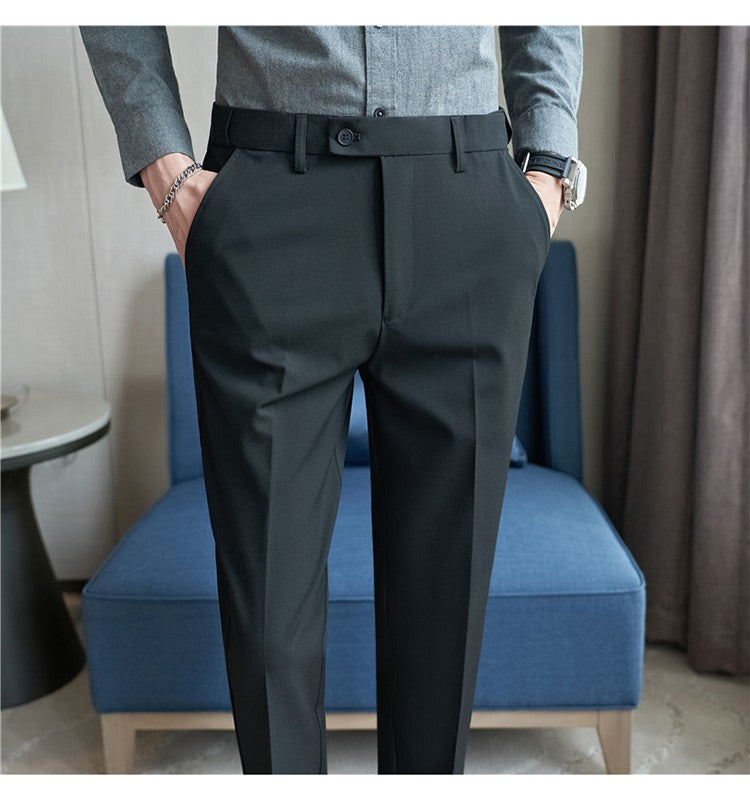 Men Suit Pant Autumn Elastic Waist Solid Slim Fit Dress Pants Business Casual Office Social Trouser Plus Size 40 38 Men Clothing