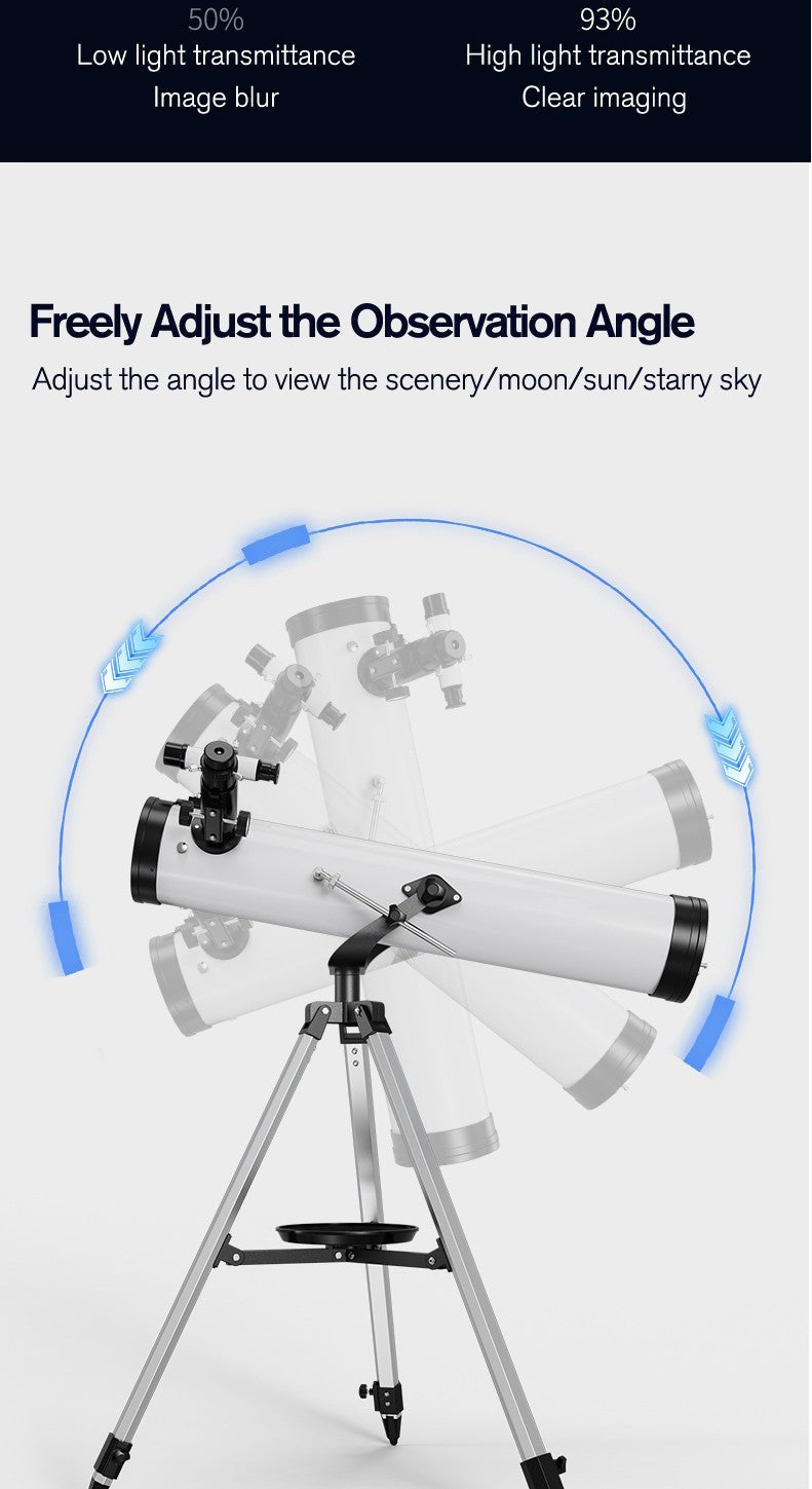 Telescópio Profissional Monocular 35X-875X com Abertura Grande de 114MM F70076 para Observação de Estrelas, Pássaros e Lua