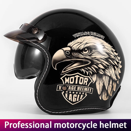 Unisex Retro Three-Quarter Motorcycle Helmet for All Seasons Universal Half Helmet Vintage Style Cruising Motorcycle Headgear