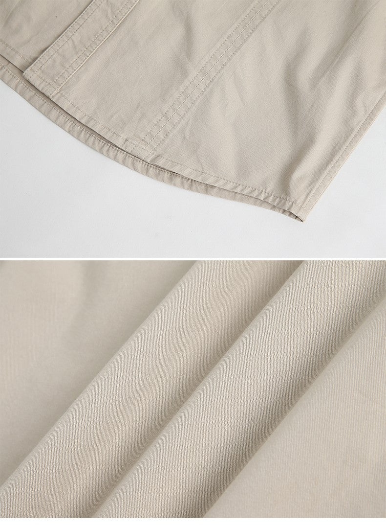 Men Loose Long-sleeved Shirt. New Solid Color Shirt for Middle-aged and Young People in Europe and America in Spring and Autumn