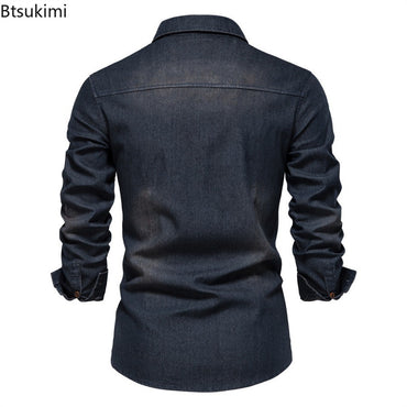 Spring Autumn New Men's Denim Shirts Fashion Casual Long Sleeve High Quality Cotton Shirt Jackets Vintage Slim Male Jean Shirts
