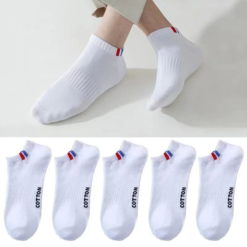 5/10Pairs Of Men's Simple Solid Liner Anklets Socks, Comfy Breathable Soft Sweat Absorbent Socks For Men's Outdoor Wearing