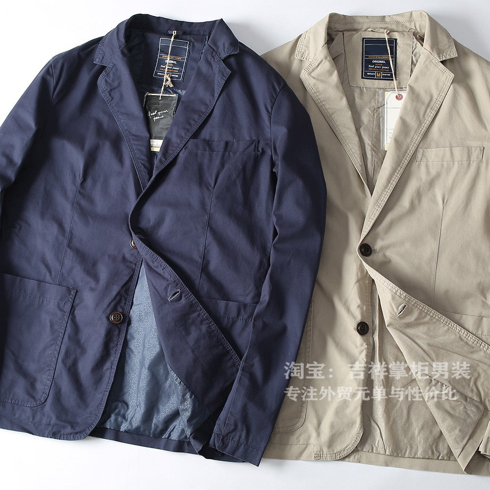 Turkey High Quality 100% Cotton Yarn Washed Breathable Autumn Men's Casual Blazer Suit Light Versatile Suit Coats Citboys Cool