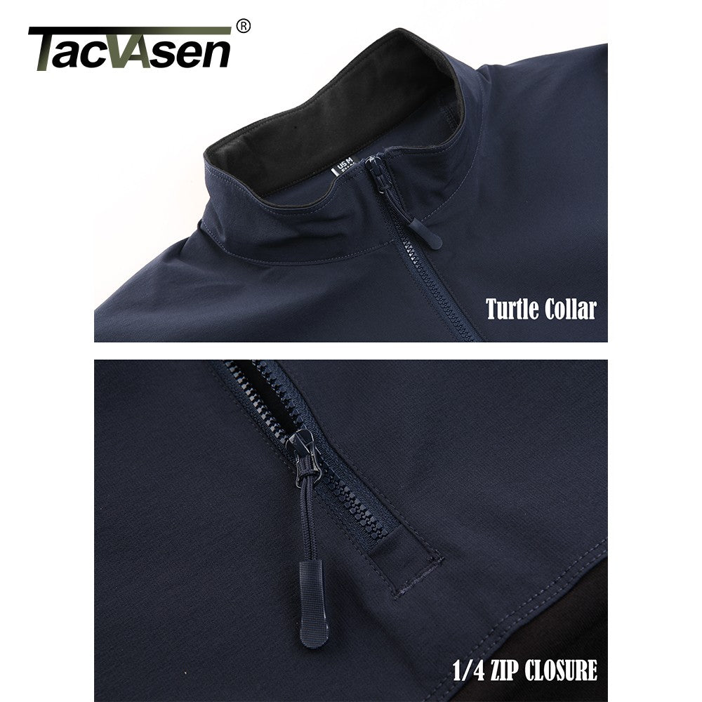 TACVASEN 1/4 Zipper Ripstops T-shirts With Zipper Pockets Mens Long Sleeve T-shirts Outdoor Hiking Tees Tops Pullover Workout