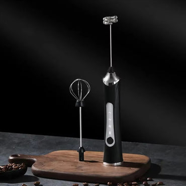 Batedor de ovos elétrico, máquina de café, espumador de bebidas portátil recarregável, batedeira de geleia e creme portátil de 3 velocidades, liquidificador de cozinha