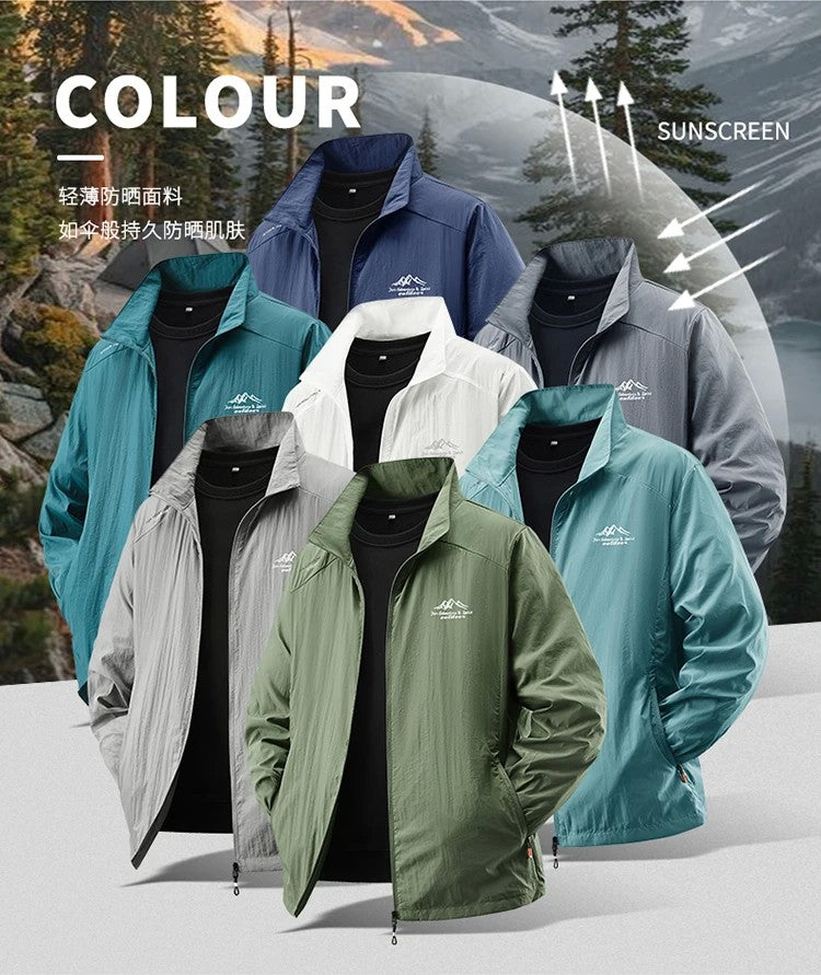 2025 Men's Summer Sun Protection Jacket Ultra-Light Thin Skin-Friendly Breathable UV Proof Fishing Ice Silk Sunscreen Coat