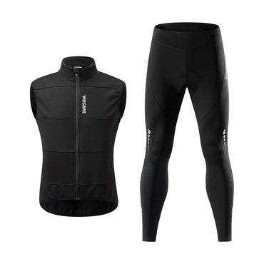 WOSAWE Cycling Jersey Set Winter Spring Vest Pants Sleeveless MTB Bicycle Clothing Warm Bike Jackets Thermal Fleece Suit