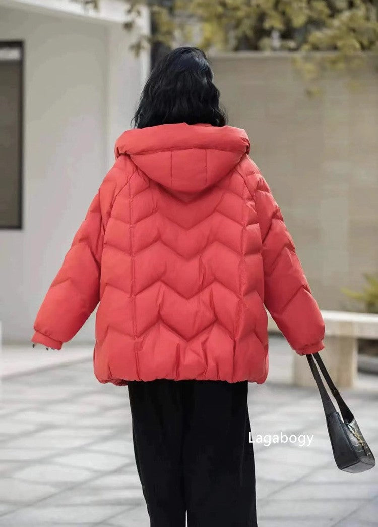Lagabogy 2025 Women Autumn Winter Vintage Style Loose Casual Mid-Long Hooded Warm Puffer Coat Female 90% White Duck Down Jacket