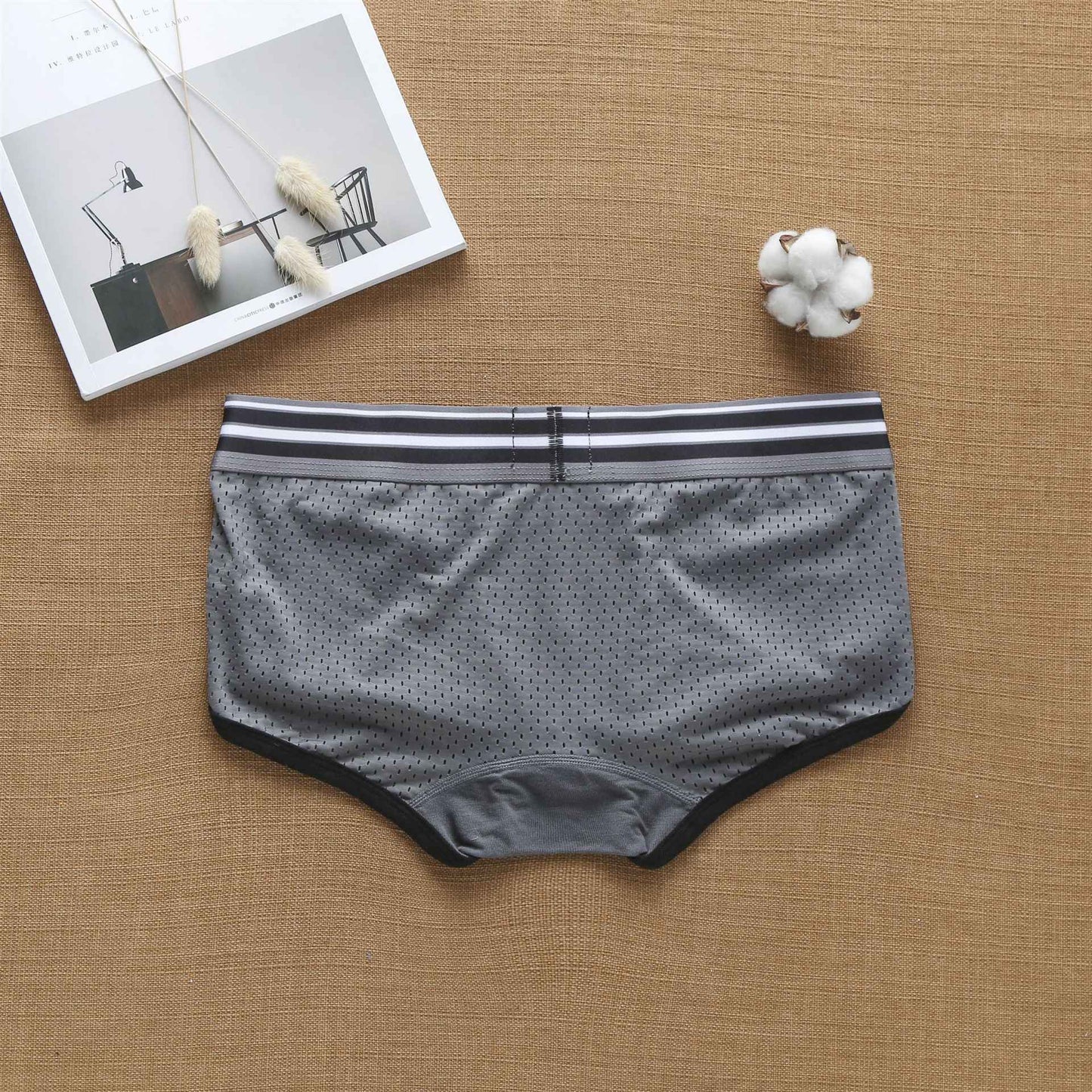 Men's boxers pure cotton mesh fashionable youth underwear student underpants