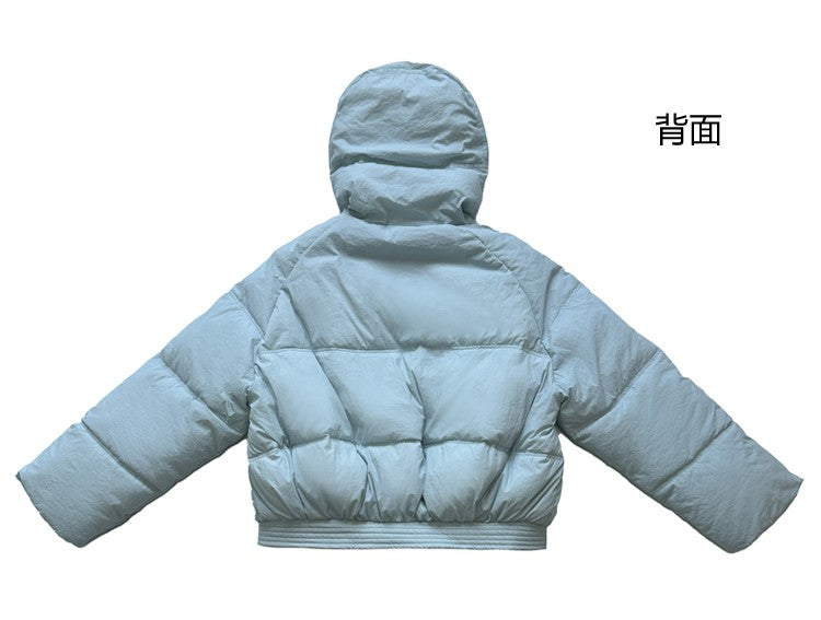 Korean Winter Women Black Beige Hood Zipper Down Jacket Ladies Blue Single Breasted Short Warm Thick Bread Coat Streetwear Trend