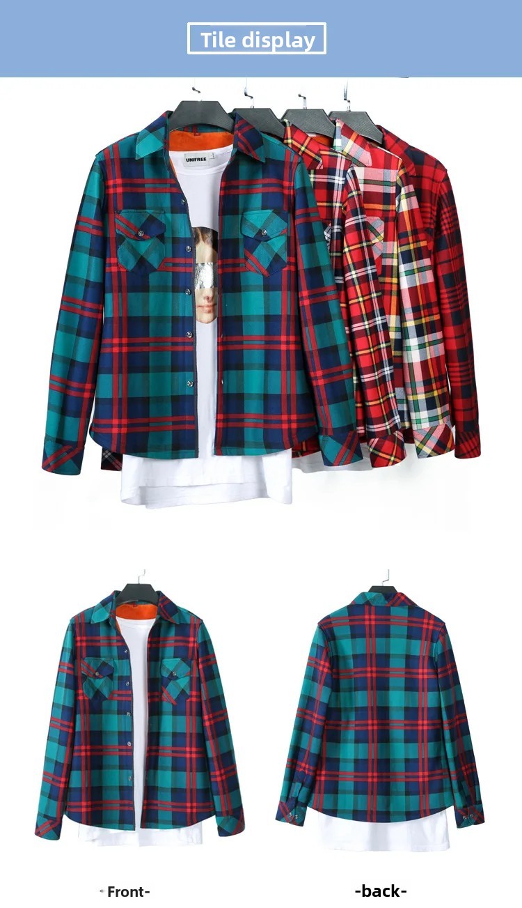 Thickened Fleece Women's Casual Shirt Korean Style All-Match Slim Fit Warm Plaid Elastic Large Size Button down Coat