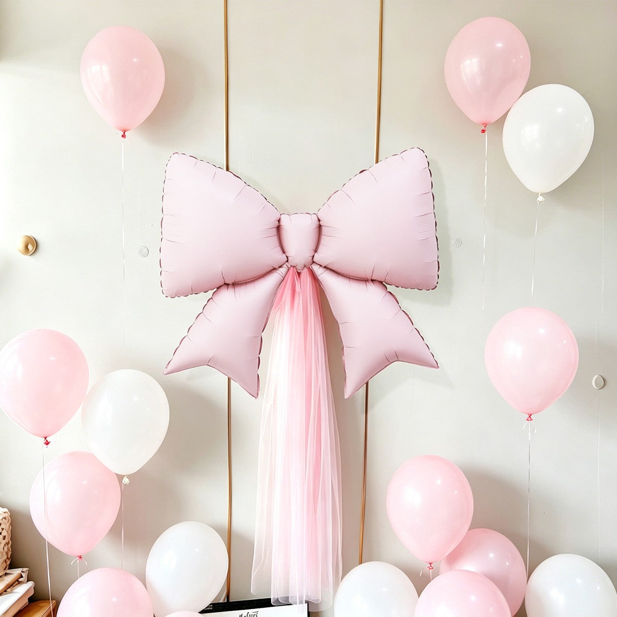 2pcs pink bow balloons princess style theme set, birthday, wedding, anniversary, bachelor party, gender reveal