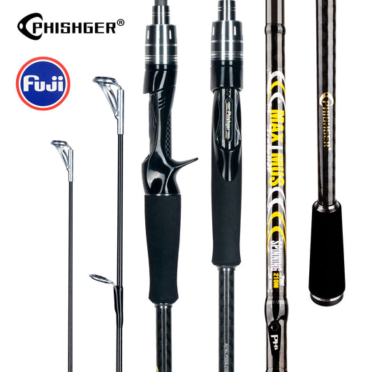 PHISHGER MAXIMUS Varas de Pesca de Isca Giratória e Arremesso 1,65m~3,0m Guia Fuji Carbono 30T Ultraleve Rápida L/ML/M 3-35g
