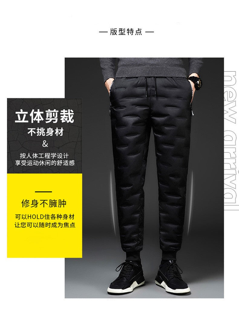 Calças Masculinas Plus Size L-8GG Patos Pena de Ganso Inverno À Prova de Vento Térmicas Calças Grossas de Inverno para Homens pantalones hombre PT-586