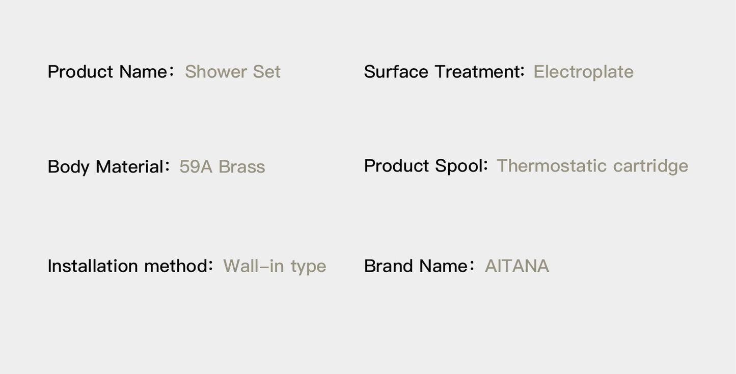 Luxury gun gray brass shower system with ceiling design Hidden LED digital display Dual control of Hot & Cold bathroom Faucet