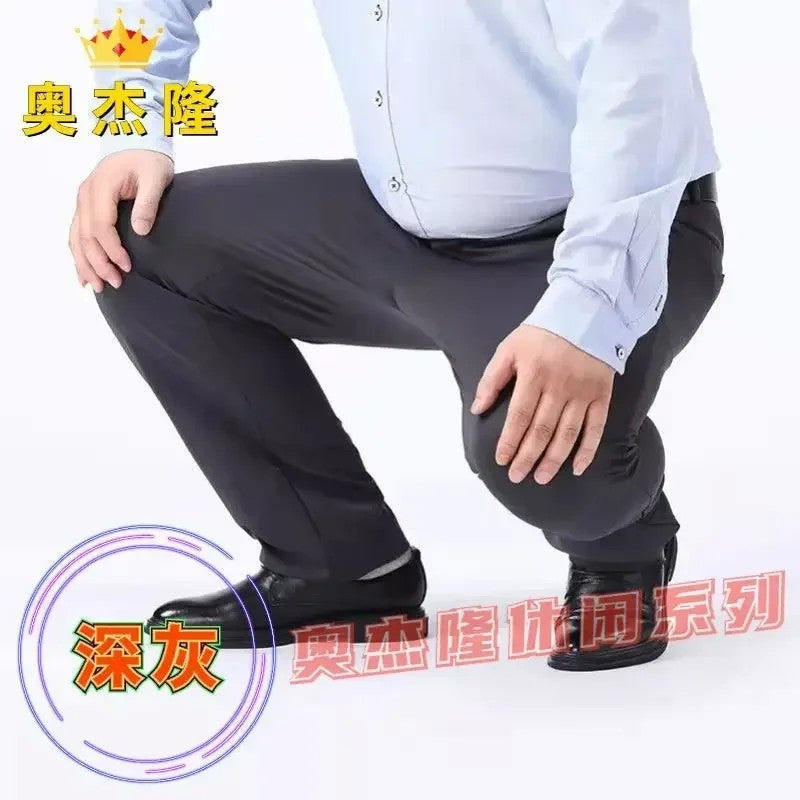 Men Summer Suit Pants Casual Pants Business Fashion Classic Solid Color Stretch Straigh Thin Cotton Trousers Plus Size A177